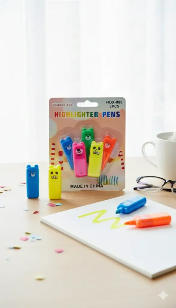 Cute Bear Shaped Highlighter (Pack of 5)